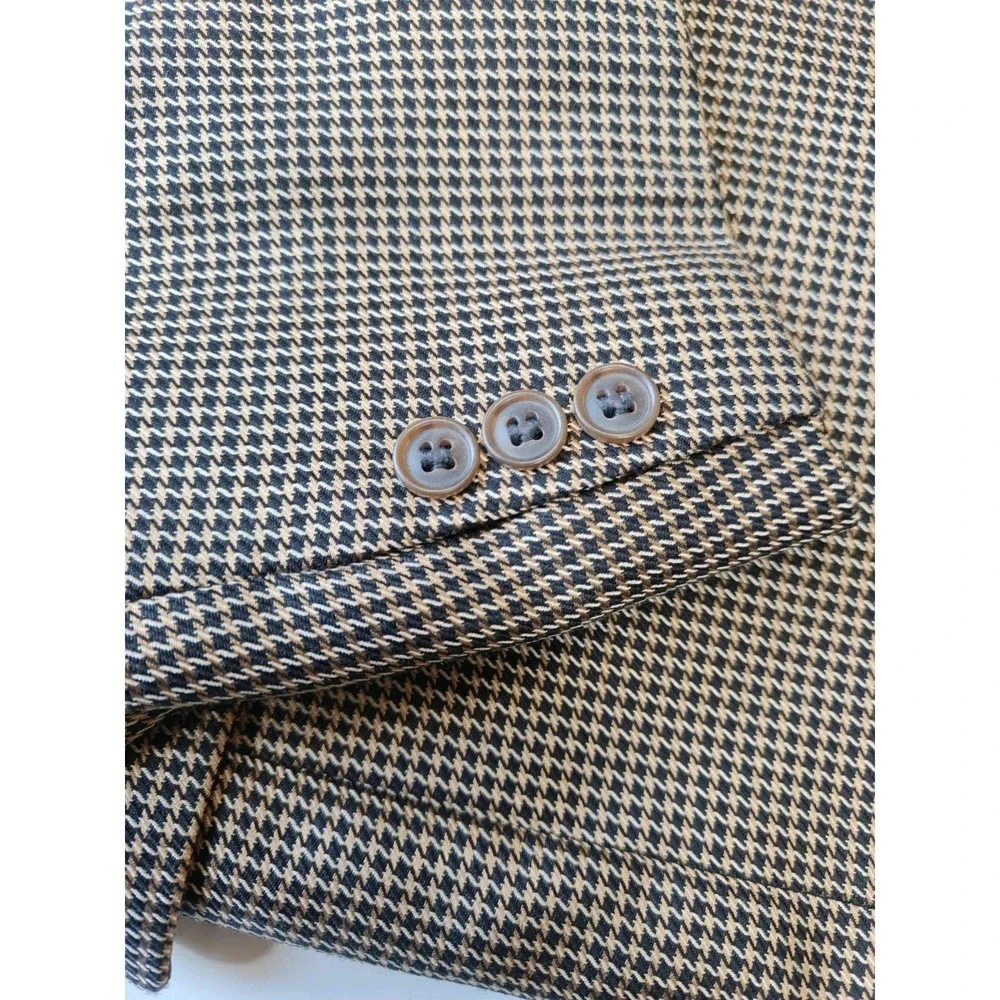 Bartolini Mens Wool Silk Sport Coat 40R Black Gold Geometric Italy 3 Button W703